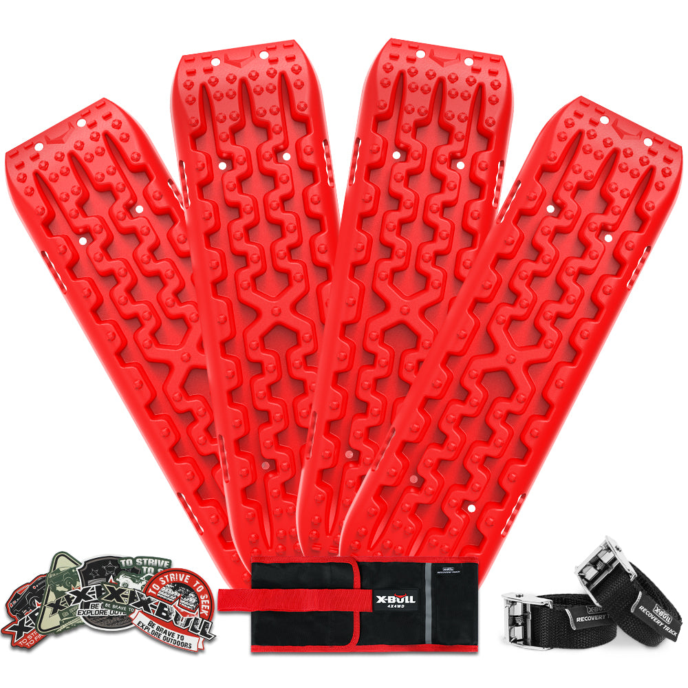 X-BULL 2 Pairs Recovery tracks Sand Mud Snow 4WD / 4x4 ATV Offroad Stronger Gen 3.0 - Red - Just Camp | Best Value Outdoor & Camping Store in Australia