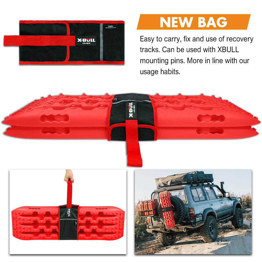 X-BULL 2 Pairs Recovery tracks Sand Mud Snow 4WD / 4x4 ATV Offroad Stronger Gen 3.0 - Red - Just Camp | Best Value Outdoor & Camping Store in Australia