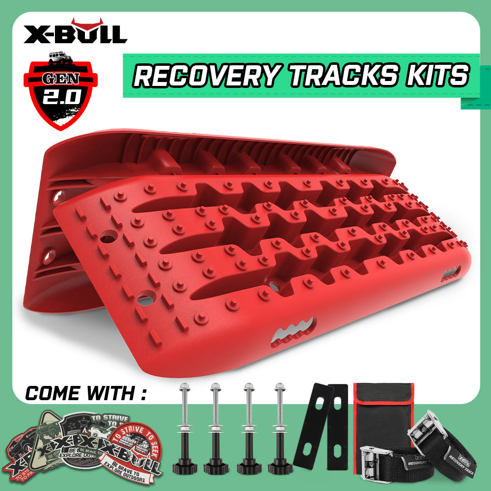 X-BULL Recovery tracks Sand Trucks Offroad With 4PCS Mounting Pins 4WD Gen 2.0- red - Just Camp | Best Value Outdoor & Camping Store in Australia