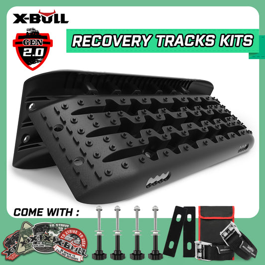 X-BULL Recovery tracks Sand Trucks Offroad With 4PCS Mounting Pins 4WDGen 2.0 - Black - Just Camp | Best Value Outdoor & Camping Store in Australia