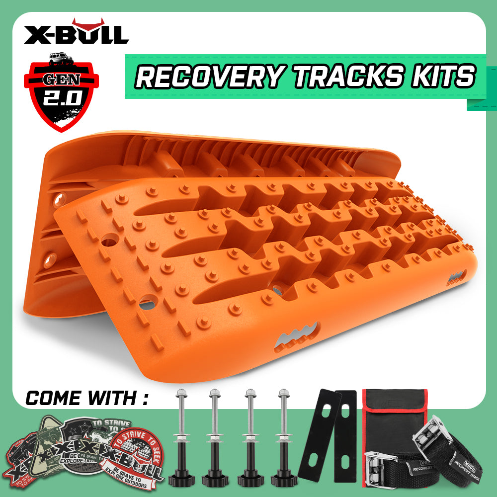 X-BULL Recovery tracks Sand Trucks Offroad With 4PCS Mounting Pins 4WDGen 2.0- Orange - Just Camp | Best Value Outdoor & Camping Store in Australia