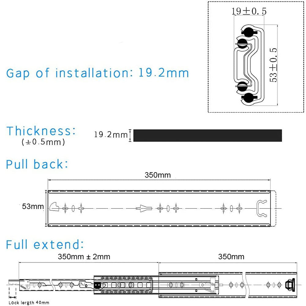 14in Pair 150KG Capacity Heavy Duty Drawer Slides Rails Runners Locking Ball Bearing - Just Camp | Best Value Outdoor & Camping Store in Australia